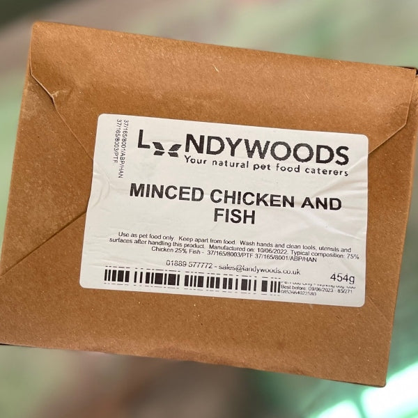 Raw Mince Chicken and Fish 454g at Wirral Dog Food