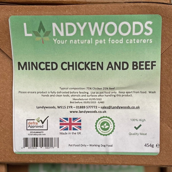 Raw Mince Chicken and Beef 454g at Wirral Dog Food