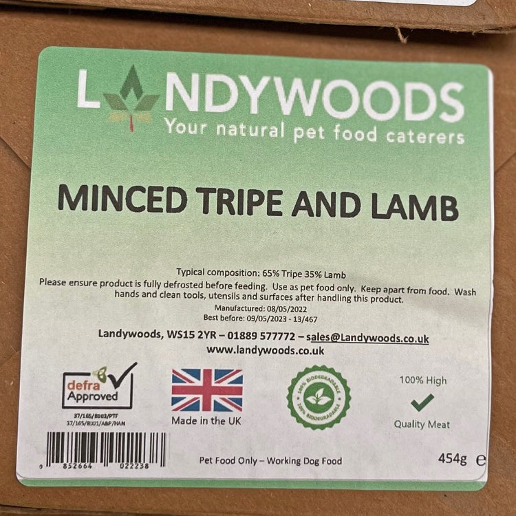 Raw Mince Tripe and Lamb 454g at Wirral Dog Food