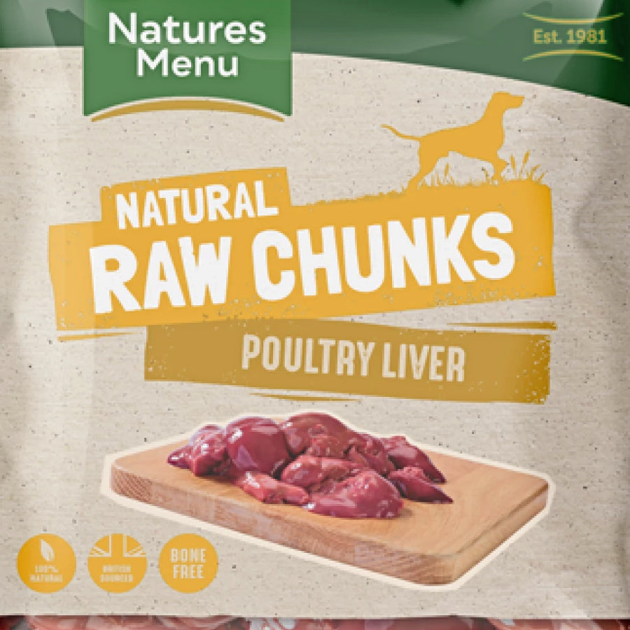Natures Menu Raw Meaty Poultry Heart Chunks at Wirral Dog Food